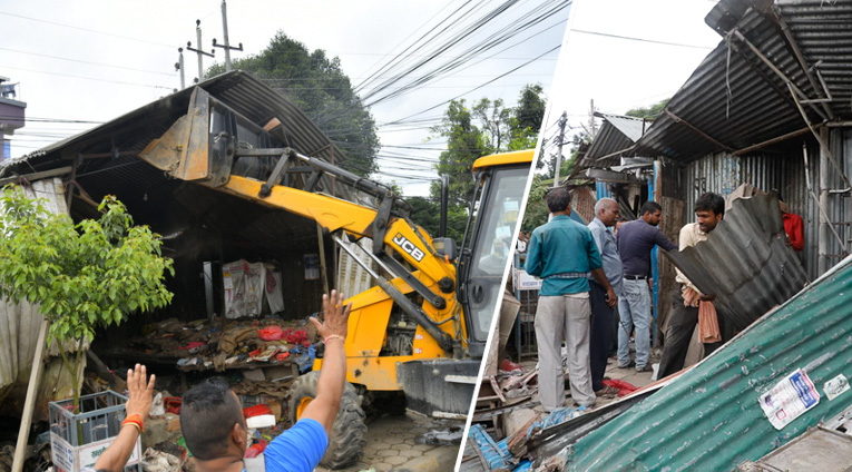 जावलाखेलकाे तरकारी बजारमा डोजर, भत्काइयाे ५२ टहरा | OmkarTimes.com