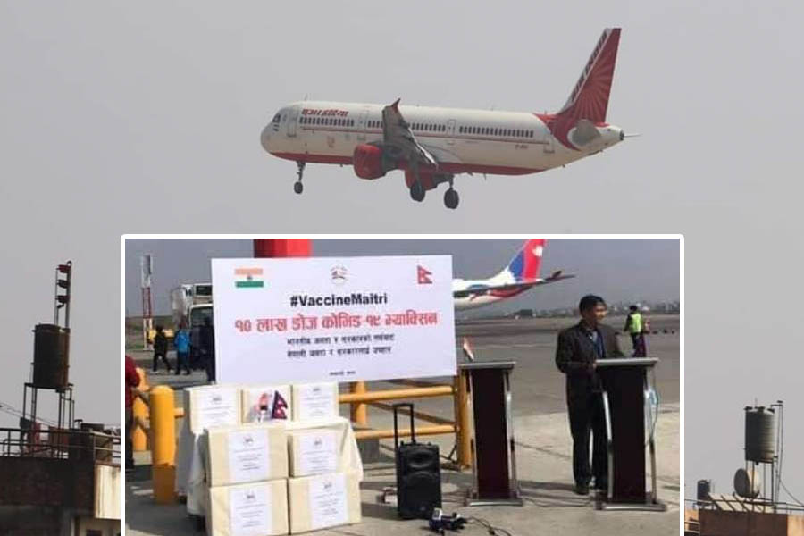 भारतले दिएको कोरोना खोप काठमाडौं आइपुग्यो